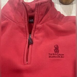 The Ritz Carlton Marina Del Ray men's fleece 1/4 zip pullover size L dark orange
